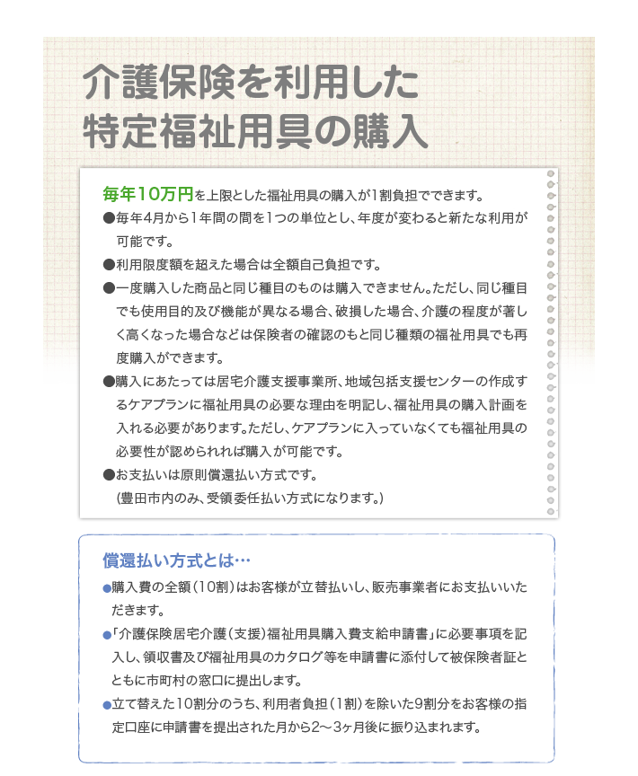 介護保険を利用した特定福祉用具の購入